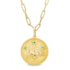 Thumbnail Image 1 of Emerald Taurus Zodiac Symbol Textured Frame Medallion Pendant in Sterling Silver with 14K Gold Plate