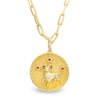 Thumbnail Image 1 of Ruby Aries Zodiac Symbol Textured Frame Medallion Pendant in Sterling Silver with 14K Gold Plate