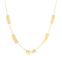 Chevron Leaf Station Necklace in 10K Gold