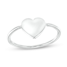 Flat Heart Ring in 10K White Gold