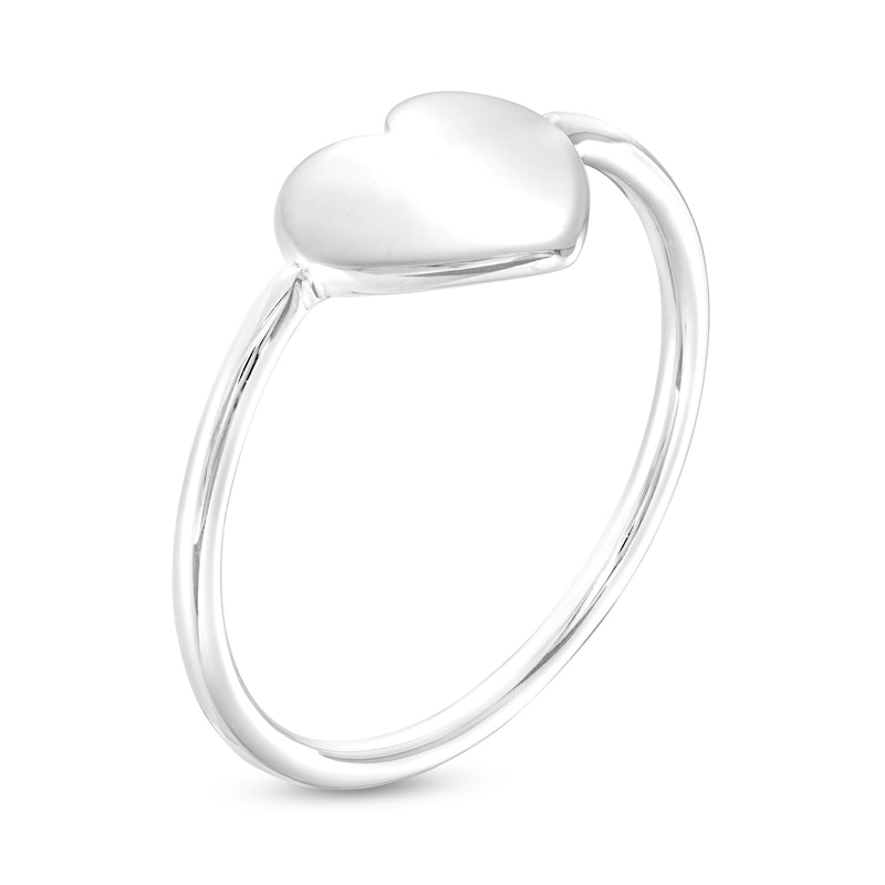 Flat Heart Ring in 10K White Gold