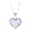 Thumbnail Image 1 of 30.0mm Heart-Shaped Mother-of-Pearl Filigree Frame Pendant in Sterling Silver