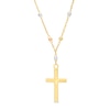 Thumbnail Image 1 of Diamond-Cut Brilliance Bead Station Cross Necklace in 10K Tri-Tone Gold