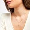 Thumbnail Image 2 of Diamond-Cut Brilliance Bead Station Cross Necklace in 10K Tri-Tone Gold