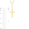 Thumbnail Image 3 of Diamond-Cut Brilliance Bead Station Cross Necklace in 10K Tri-Tone Gold