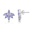 Thumbnail Image 2 of Marquise Amethyst Flower Stud Earrings in Sterling Silver