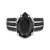 Thumbnail Image 4 of Pear-Shaped Onyx and Black Spinel Multi-Row Ring in Sterling Silver