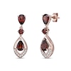 Thumbnail Image 0 of Pear-Shaped Garnet and White Topaz Frame Drop Earrings in Sterling Silver with 18K Rose Gold Plate