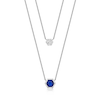 Thumbnail Image 1 of 6.0mm Hexagonal Blue and 4.0mm White Lab-Created Sapphire Double Strand Necklace in Sterling Silver - 16&quot;