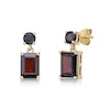 Thumbnail Image 1 of Emerald-Cut and Round Garnet Drop Earrings in Sterling Silver with 18K Gold Plate