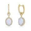 Thumbnail Image 1 of Oval Lab-Created Opal and White Topaz Frame Drop Earrings in Sterling Silver with 18K Gold Plate