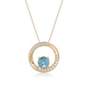 Thumbnail Image 1 of 5.0mm Blue and White Topaz Open Circle Frame Pendant in Sterling Silver with 18K Gold Plate