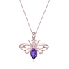 Thumbnail Image 1 of Pear-Shaped Amethyst and White Topaz Bee Pendant in Sterling Silver with 18K Rose Gold Plate