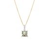 Thumbnail Image 1 of 7.0mm Princess-Cut Green Quartz and White Lab-Created Sapphire Pendant in Sterling Silver with 14K Gold Plate