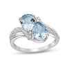 Thumbnail Image 1 of Double Pear-Shaped Sky Blue and White Topaz Bypass Split Shank Ring in Sterling Silver