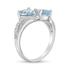 Thumbnail Image 2 of Double Pear-Shaped Sky Blue and White Topaz Bypass Split Shank Ring in Sterling Silver