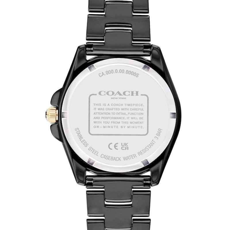 Main Image 3 of Ladies' Coach Greyson Multi-Color Crystal Accent Rainbow Bezel Black Ceramic Watch with Black Dial (Model: 14504018)