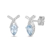 Thumbnail Image 0 of Pear-Shaped Aquamarine and 1/20 CT. T.W. Diamond "X" Stud Earrings in 10K White Gold