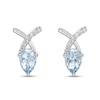 Thumbnail Image 2 of Pear-Shaped Aquamarine and 1/20 CT. T.W. Diamond "X" Stud Earrings in 10K White Gold