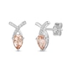 Thumbnail Image 0 of Pear-Shaped Morganite and 1/20 CT. T.W. Diamond "X" Stud Earrings in 10K Rose Gold