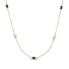 Thumbnail Image 1 of Oval Blue and White Lab-Created Sapphire Alternating Station Necklace in Sterling Silver with 18K Gold Plate