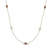 Thumbnail Image 0 of Oval Garnet and White Topaz Alternating Station Necklace in Sterling Silver with 18K Gold Plate