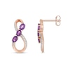 Thumbnail Image 1 of Oval Amethyst Beaded Infinity Drop Earrings in Sterling Silver with 18K Rose Gold Plate