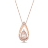 Thumbnail Image 1 of Pear-Shaped Morganite and 1/15 CT. T.W. Diamond Frame Pendant in 10K Rose Gold