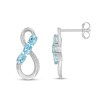 Thumbnail Image 1 of Oval Blue Topaz Beaded Infinity Drop Earrings in Sterling Silver