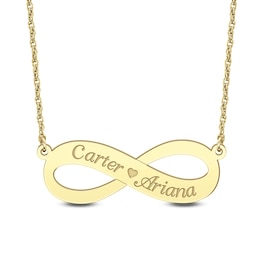 Couple's Heart Accent Engravable Infinity Loop Necklace (2 Lines)