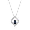 Thumbnail Image 1 of Pear-Shaped Blue Sapphire and 1/15 CT. T.W. Diamond Twist Frame Pendant in 10K White Gold