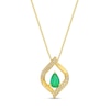 Thumbnail Image 1 of Pear-Shaped Emerald and 1/15 CT. T.W. Diamond Twist Frame Pendant in 10K Gold