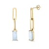 Thumbnail Image 1 of Baguette Lab-Created Opal Paper Clip Link Drop Earrings in Sterling Silver with 18K Gold Plate