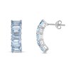 Thumbnail Image 2 of Emerald-Cut Sky Blue Topaz Five Stone Curved Drop Earrings in Sterling Silver