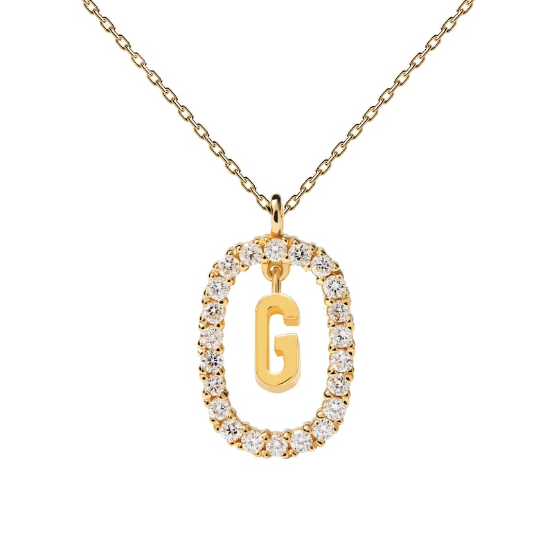 Main Image 3 of 1/4 CT. T.W. Lab-Created Diamond Open Frame &quot;G&quot; Initial Pendant in 14K Gold - 19.5&quot;