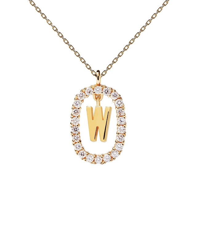 Main Image 3 of 1/4 CT. T.W. Lab-Created Diamond Open Frame &quot;W&quot; Initial Pendant in 14K Gold - 19.5&quot;