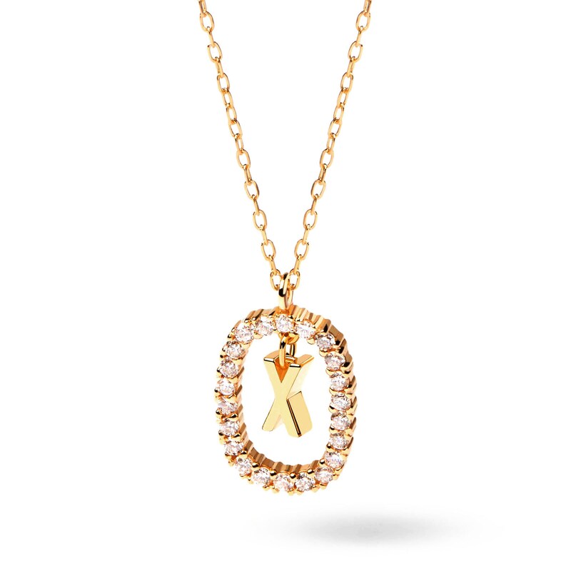 Main Image 1 of 1/4 CT. T.W. Lab-Created Diamond Open Frame &quot;X&quot; Initial Pendant in 14K Gold - 19.5&quot;