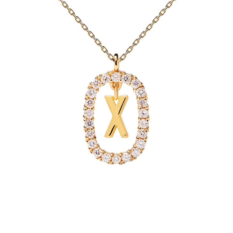 Main Image 3 of 1/4 CT. T.W. Lab-Created Diamond Open Frame &quot;X&quot; Initial Pendant in 14K Gold - 19.5&quot;