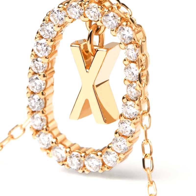 Main Image 5 of 1/4 CT. T.W. Lab-Created Diamond Open Frame &quot;X&quot; Initial Pendant in 14K Gold - 19.5&quot;