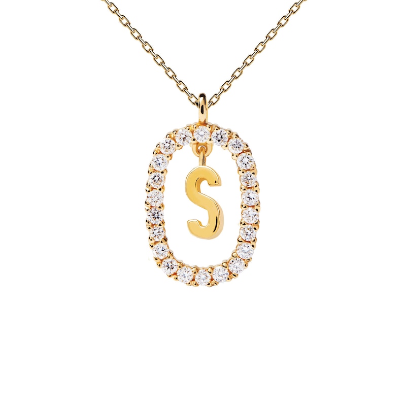 Main Image 3 of 1/4 CT. T.W. Lab-Created Diamond Open Frame &quot;S&quot; Initial Pendant in 14K Gold - 19.5&quot;