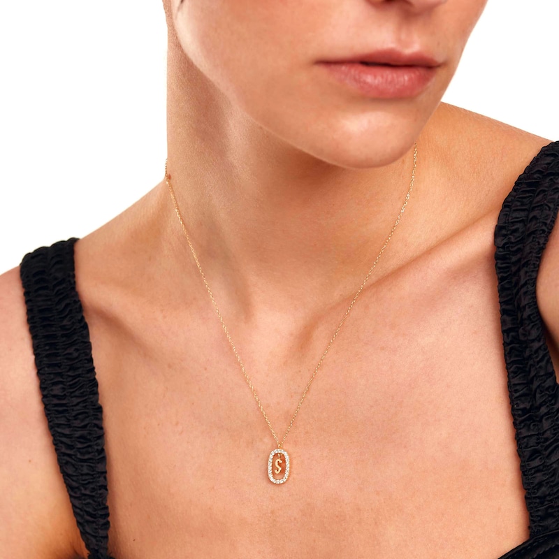 Main Image 7 of 1/4 CT. T.W. Lab-Created Diamond Open Frame &quot;S&quot; Initial Pendant in 14K Gold - 19.5&quot;