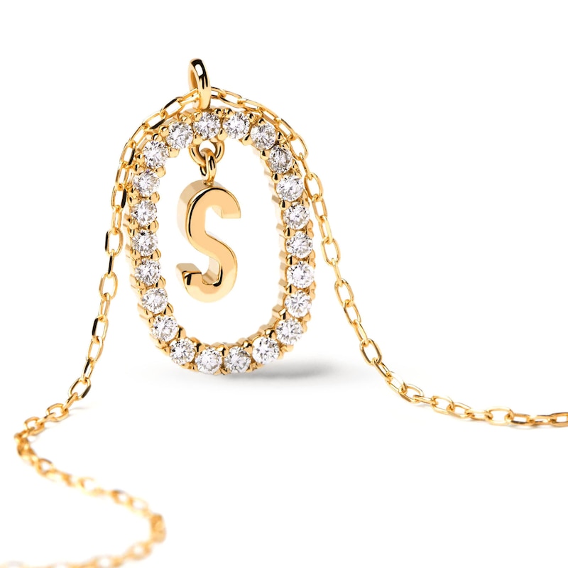 Main Image 10 of 1/4 CT. T.W. Lab-Created Diamond Open Frame &quot;S&quot; Initial Pendant in 14K Gold - 19.5&quot;