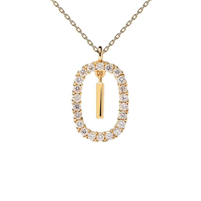 Main Image 3 of 1/4 CT. T.W. Lab-Created Diamond Open Frame &quot;I&quot; Initial Pendant in 14K Gold - 19.5&quot;