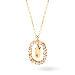 1/4 CT. T.W. Lab-Created Diamond Open Frame &quot;O&quot; Initial Pendant in 14K Gold - 19.5&quot;