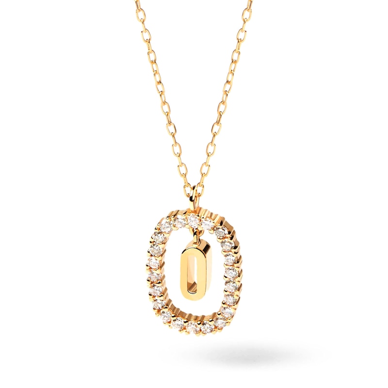 Main Image 1 of 1/4 CT. T.W. Lab-Created Diamond Open Frame &quot;O&quot; Initial Pendant in 14K Gold - 19.5&quot;