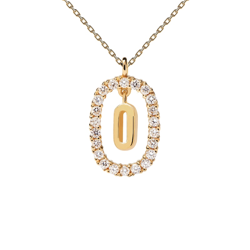 Main Image 3 of 1/4 CT. T.W. Lab-Created Diamond Open Frame &quot;O&quot; Initial Pendant in 14K Gold - 19.5&quot;