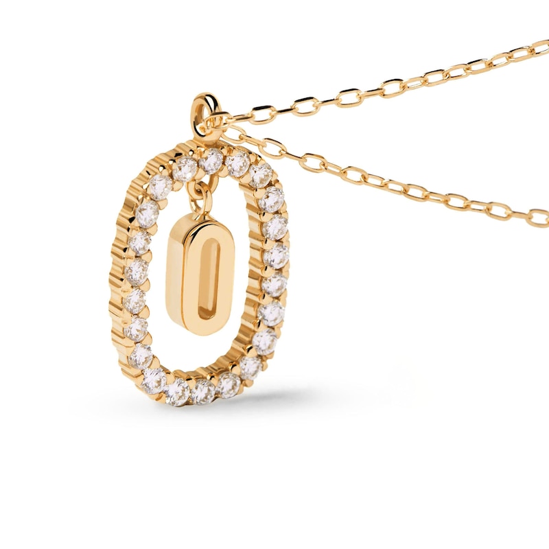 Main Image 6 of 1/4 CT. T.W. Lab-Created Diamond Open Frame &quot;O&quot; Initial Pendant in 14K Gold - 19.5&quot;