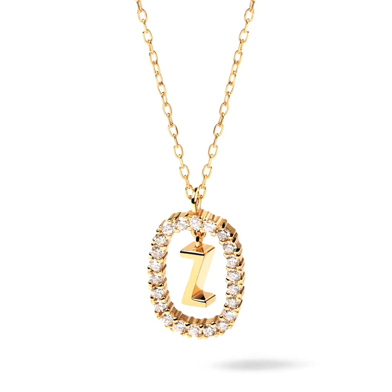 1/4 CT. T.W. Lab-Created Diamond Open Frame "Z" Initial Pendant in 14K Gold - 19.5"