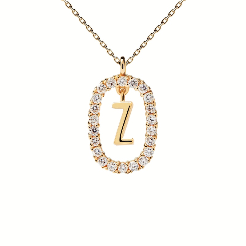 1/4 CT. T.W. Lab-Created Diamond Open Frame "Z" Initial Pendant in 14K Gold - 19.5"