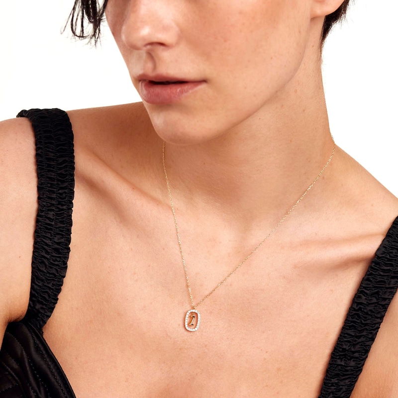 Main Image 5 of 1/4 CT. T.W. Lab-Created Diamond Open Frame &quot;Z&quot; Initial Pendant in 14K Gold - 19.5&quot;